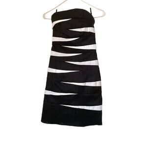 VTG Jessica McClintock Women's Size 0/2 Mini Bandage Dress White Black